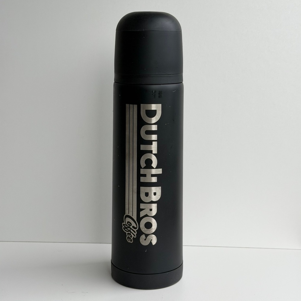 Dutch Bros Coffee Thermos Black Matte‎ Stainless Steel Vacuum Insulated Travel